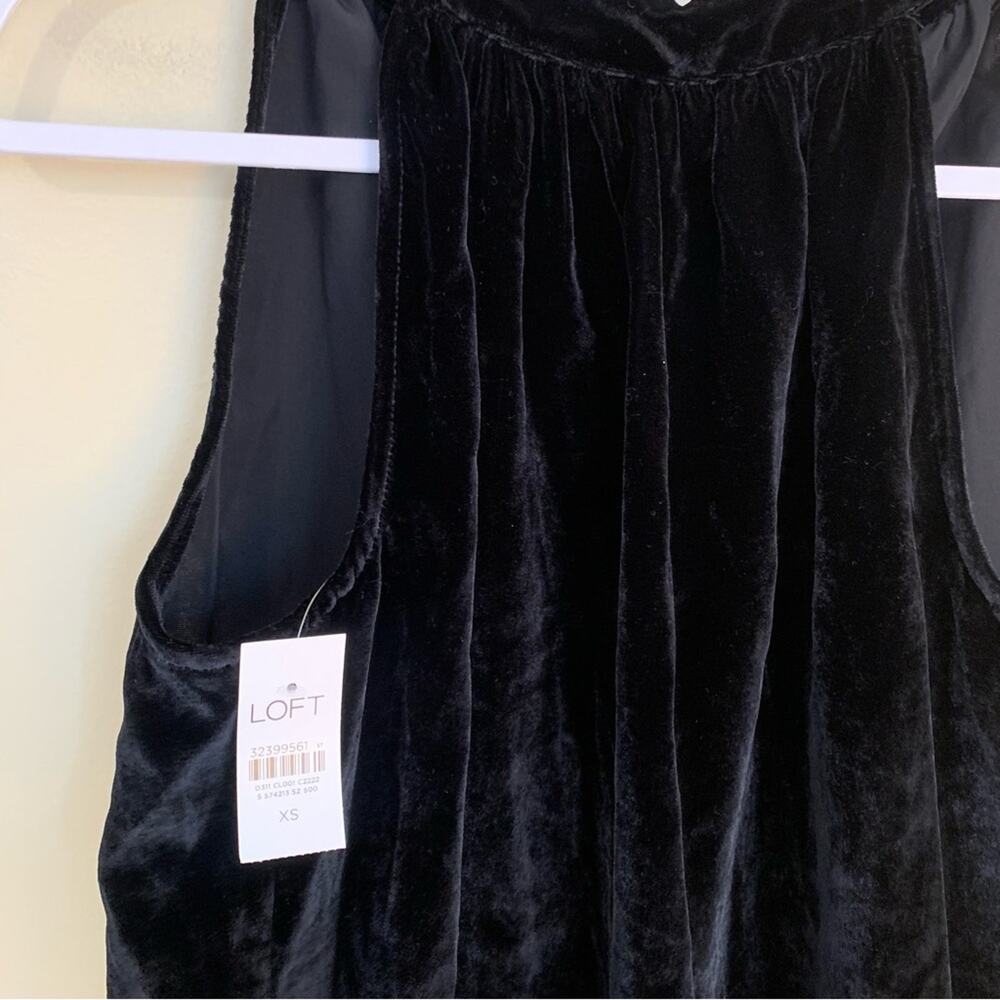 Loft Womens Black Velvet Halter Top Size XS Preppy Formal Classic High Neck - Picture 7 of 8